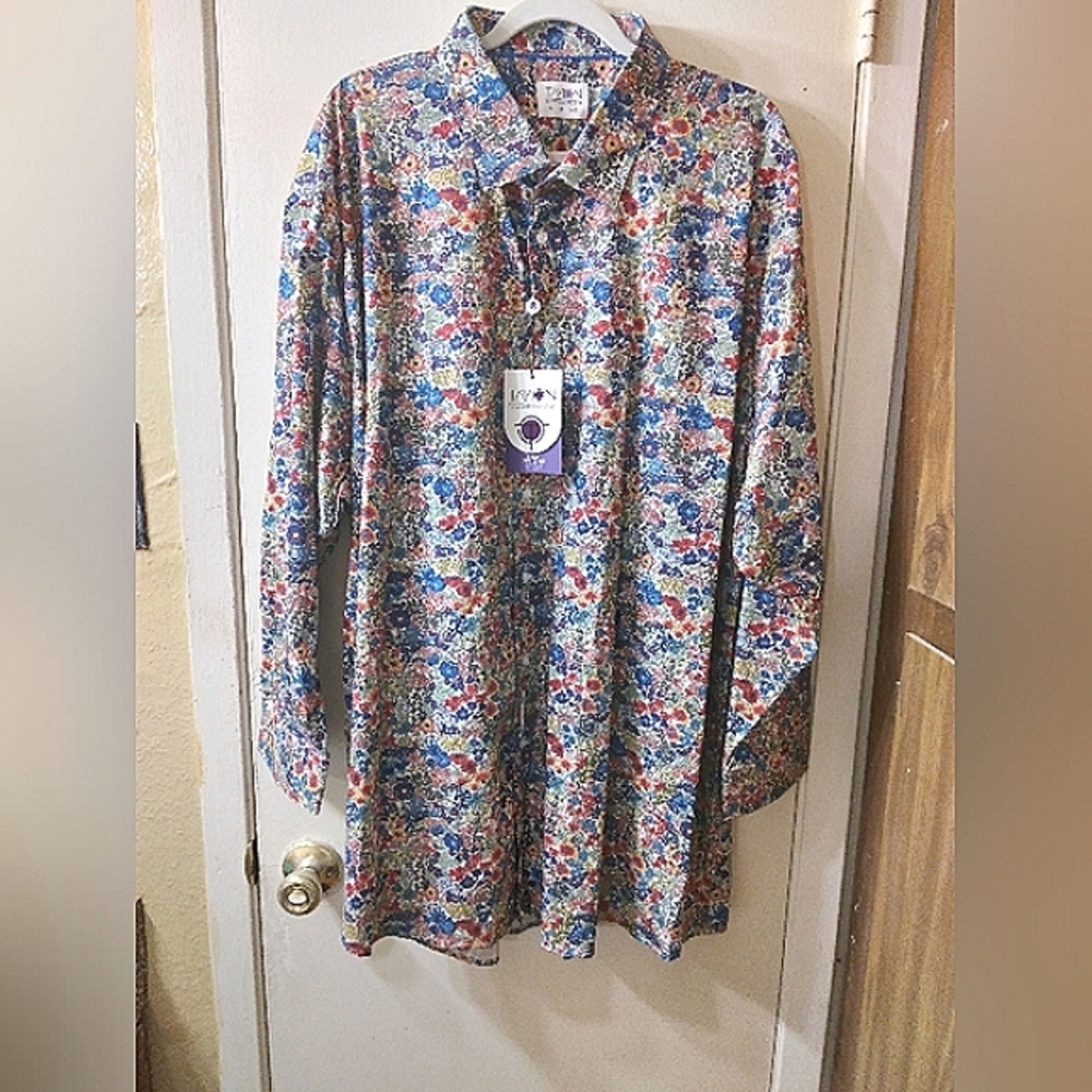 Tayion By Montee Men's Floral Print Long Sleeve Button Up Shirt 4XL 34-35
